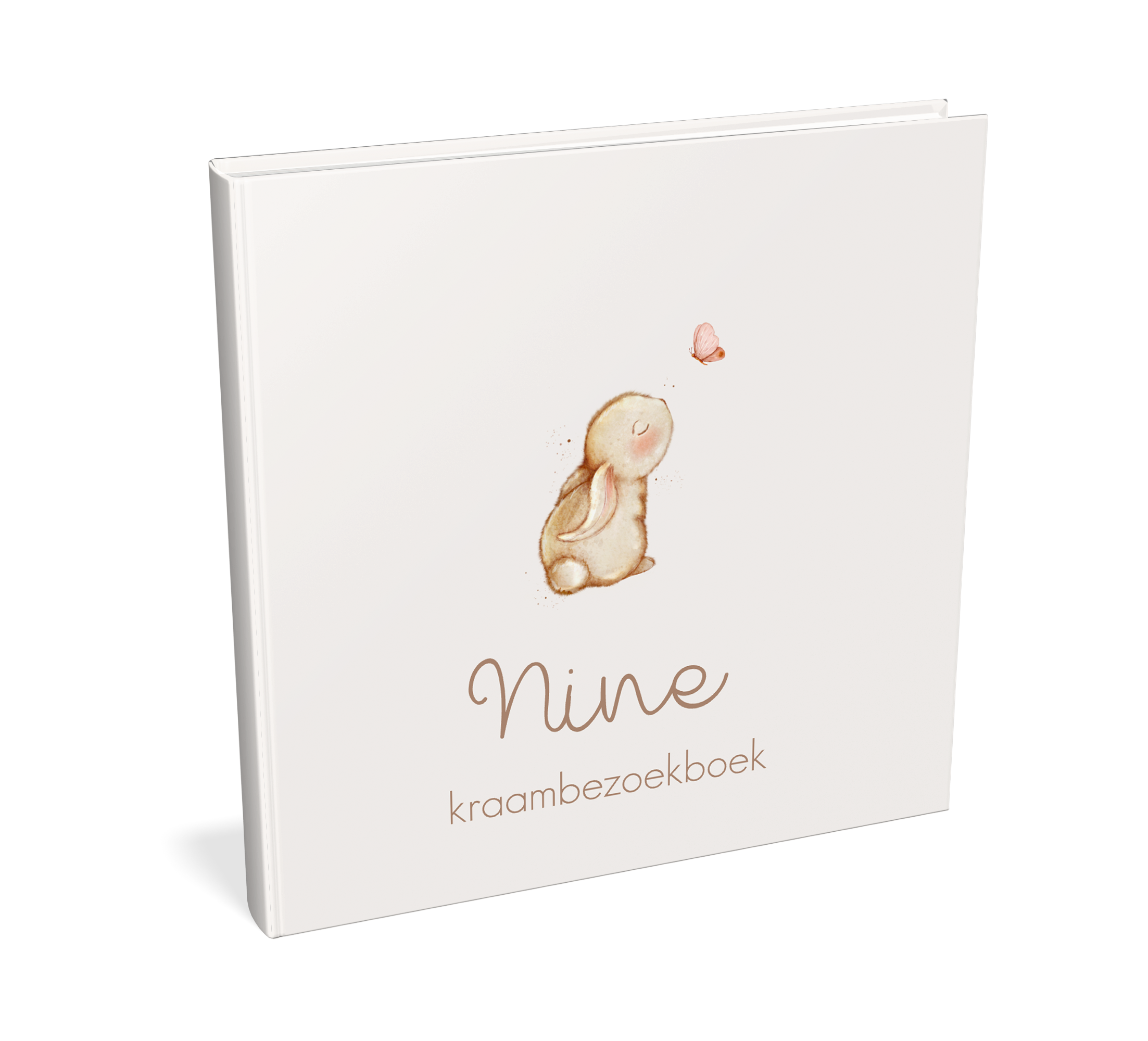 Lief kraambezoekboek met konijn en vlinder