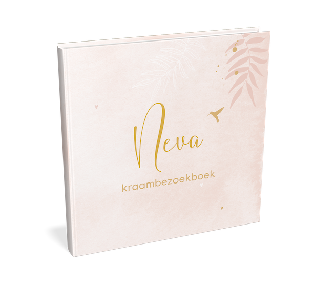 Roze kraambezoekboek met vogeltje