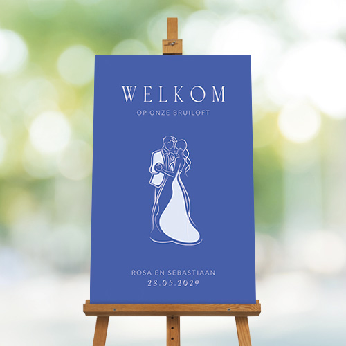 Basic lijntekening welkomstbord bruidspaar