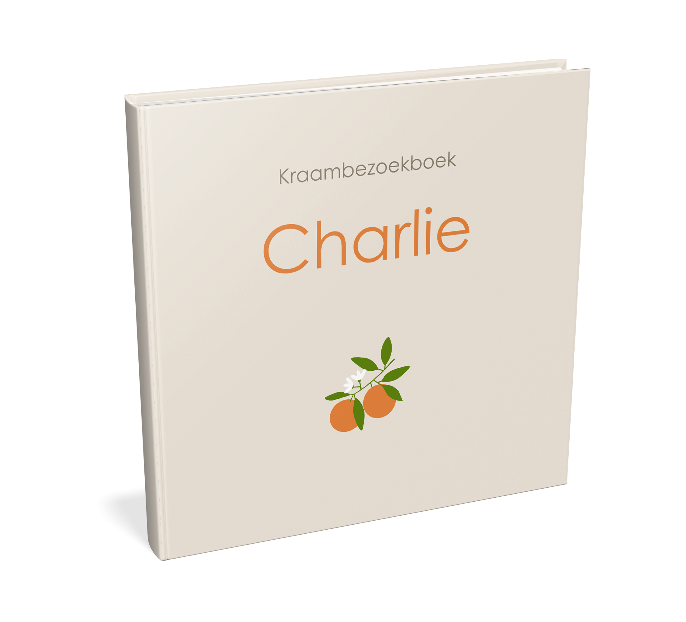 Neutraal kraambezoekboek met sinaasappels