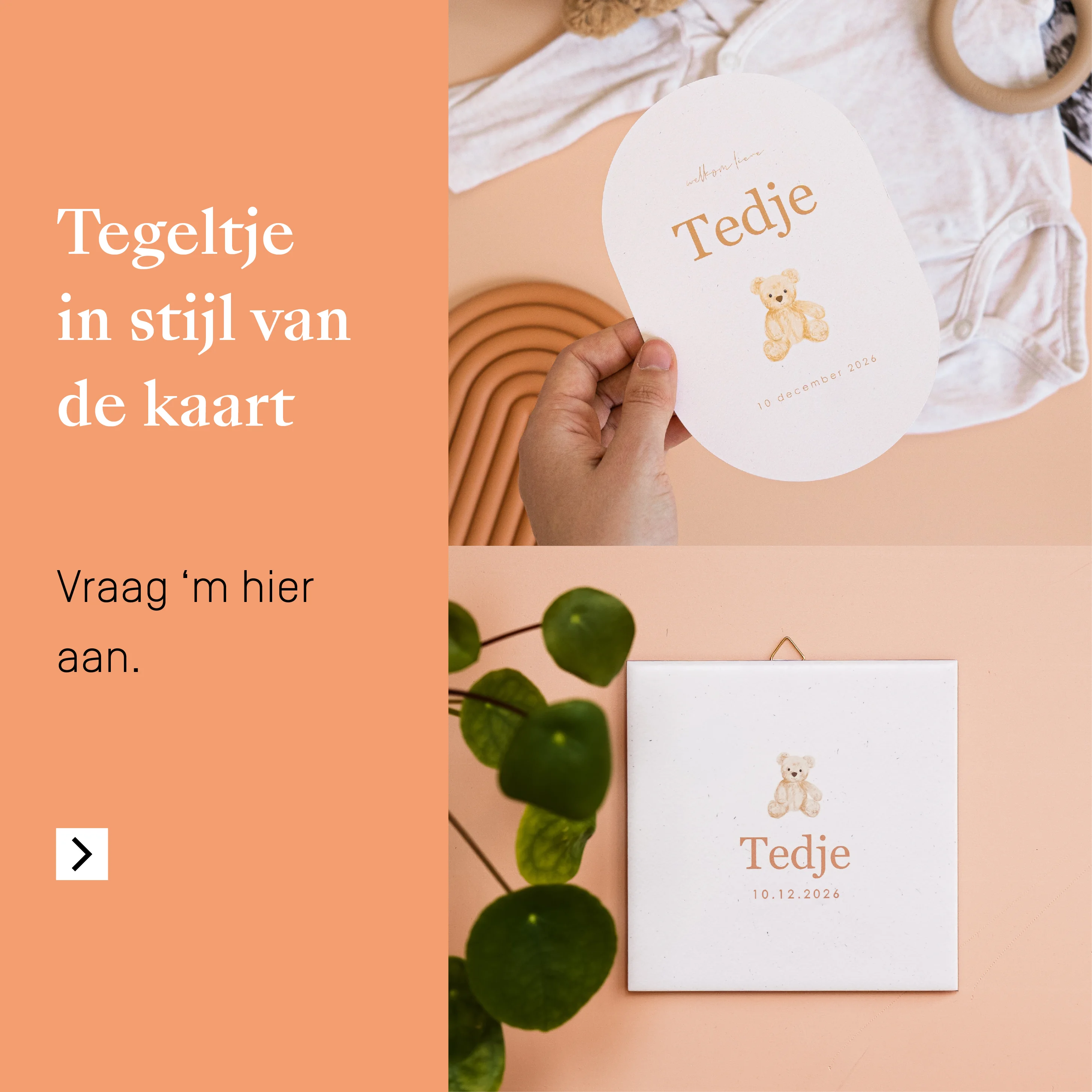 Navigatie tegel in stijl van geboortekaartje