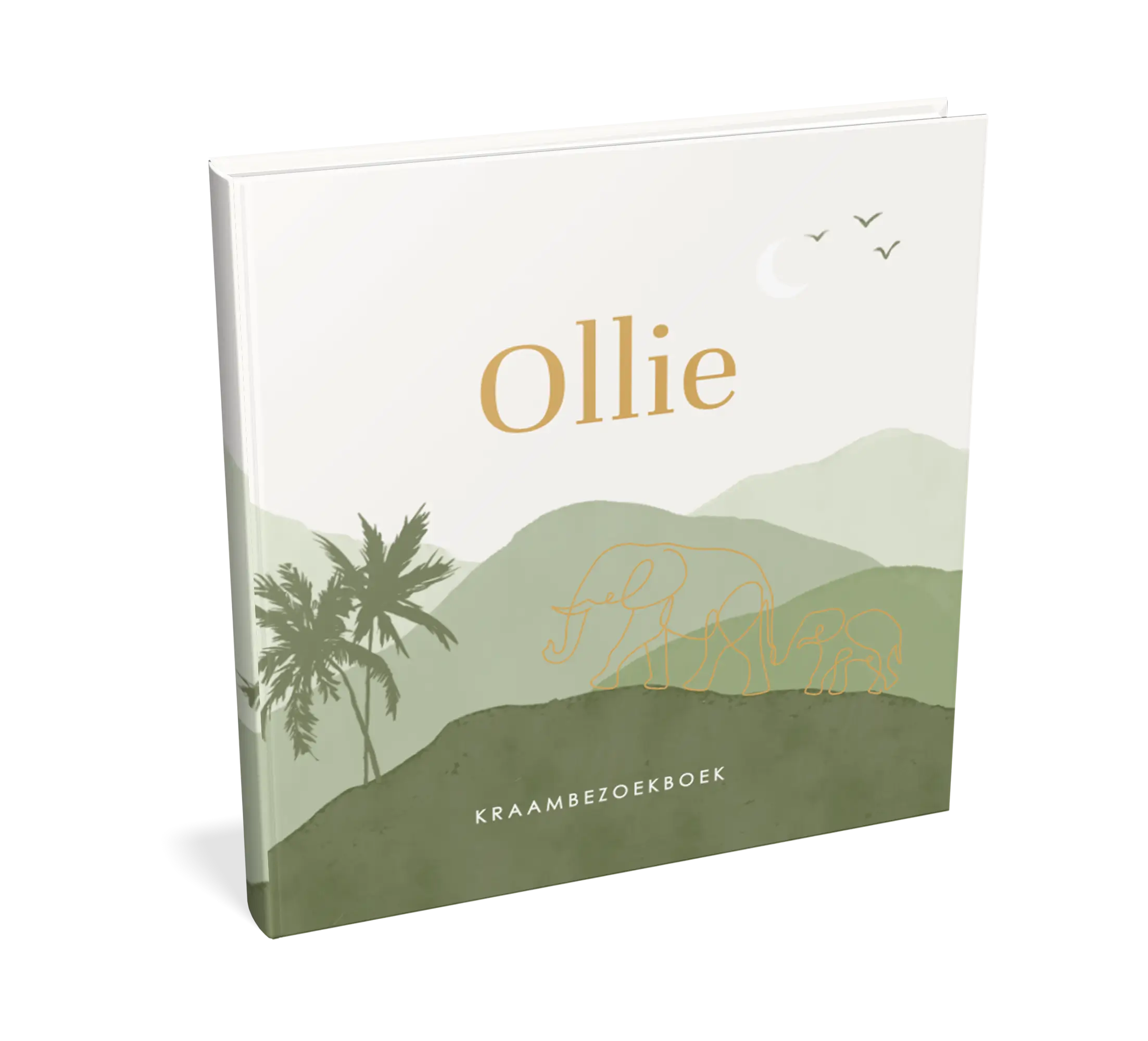 Avontuurlijk kraambezoekboek met olifanten en bergen