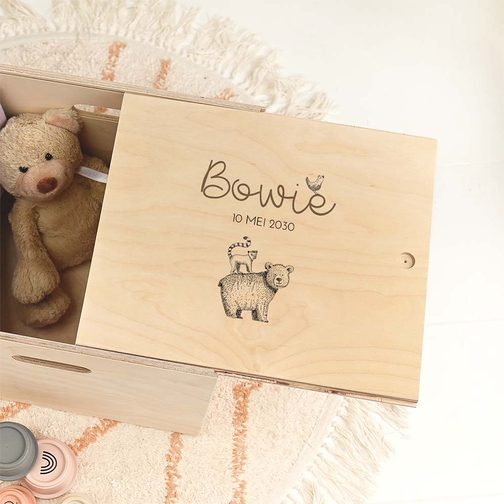 Doopsuiker presentatie doos met getekende dieren