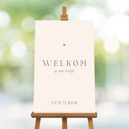 Rustig welkomstbord bruiloft