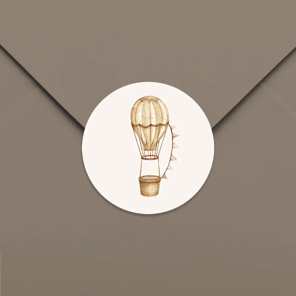 Sluitsticker luchtballon beige - per 25 stuks