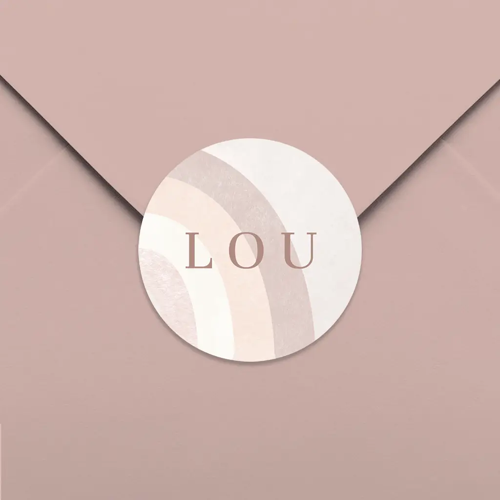 Sluitsticker met naam en regenboog - per 25 stuks