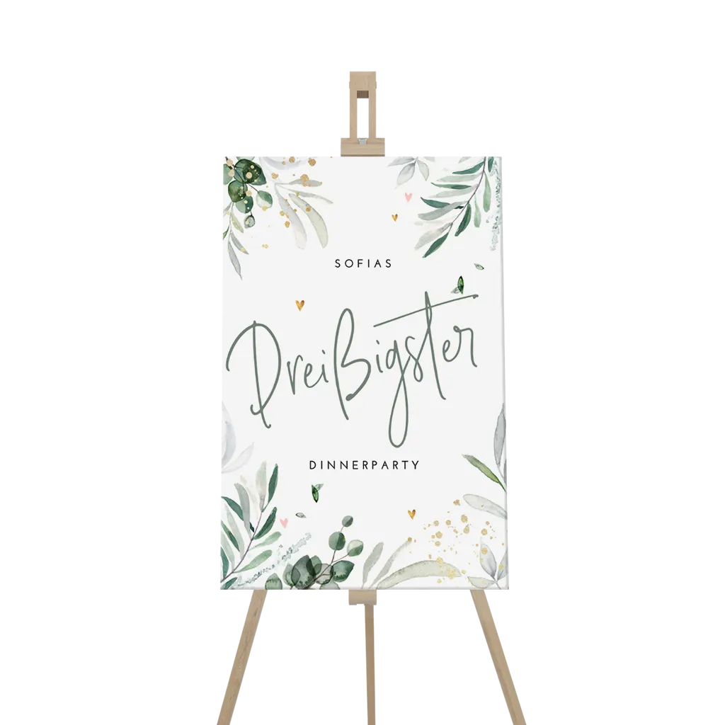 Botanisches Willkommensschild zur 30 Geburtstagsparty