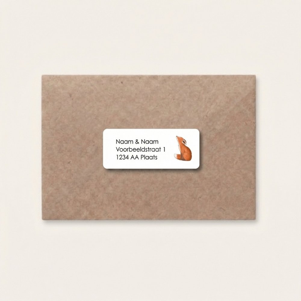 Adresstickers geboortekaartje vosje