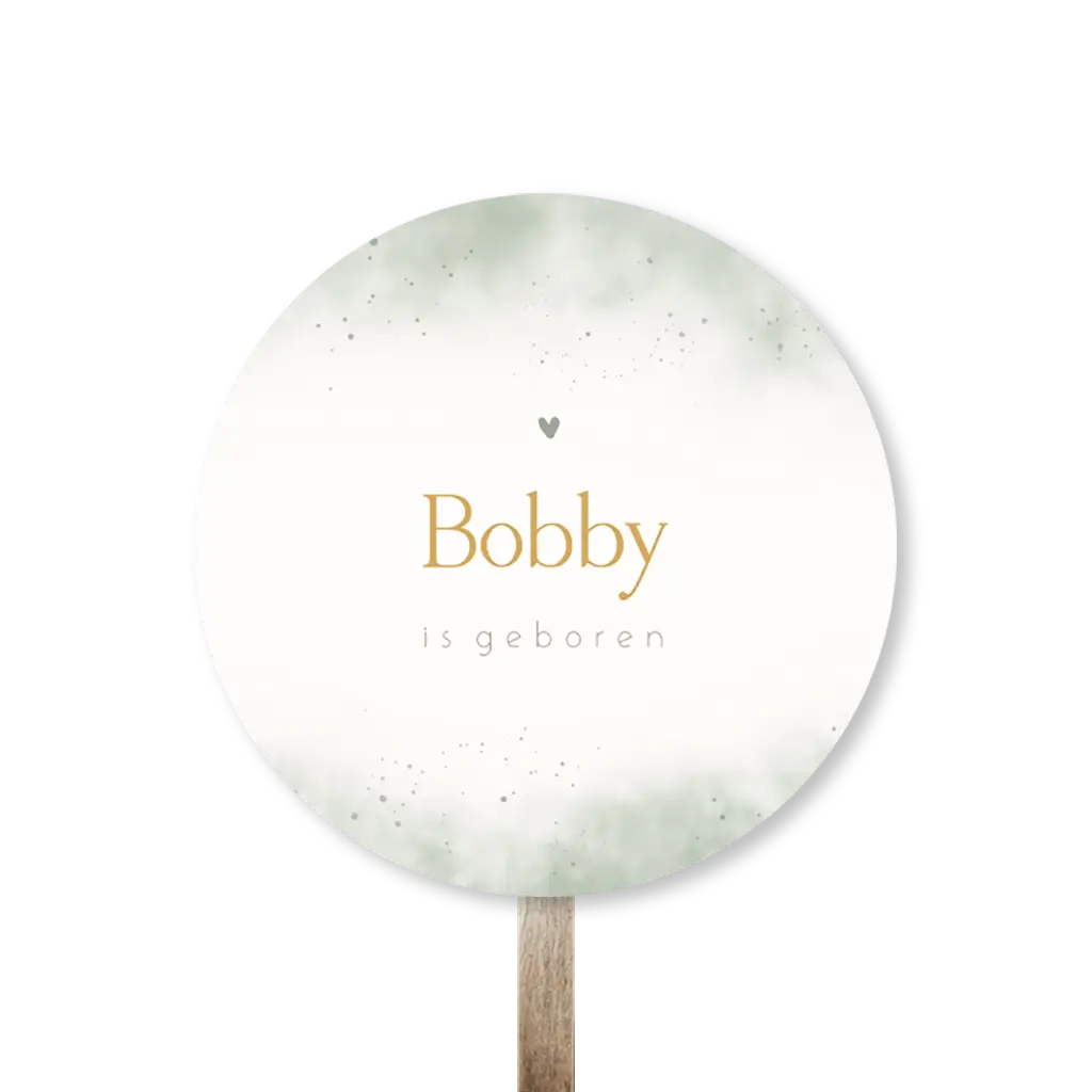 Tuinbord oudgroen met watercolour en hartje