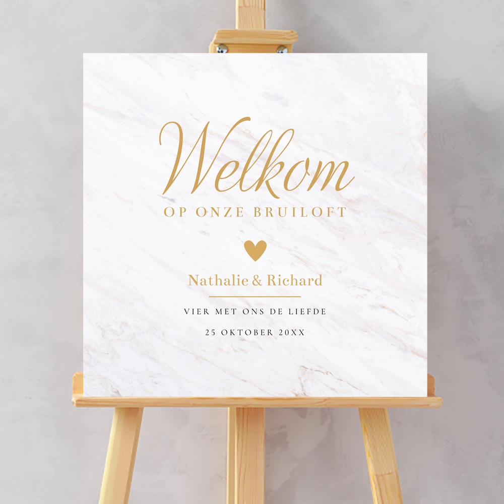 Bruiloftsbord wit marmerlook 70x70 cm