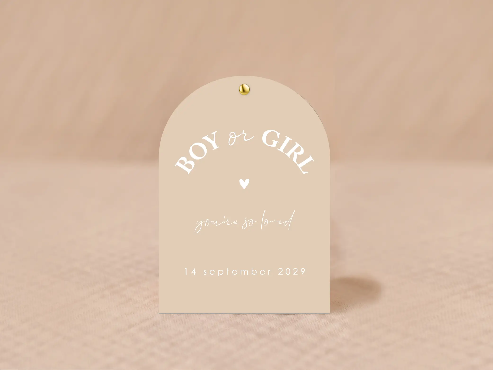 Gender reveal snoepzakje beige