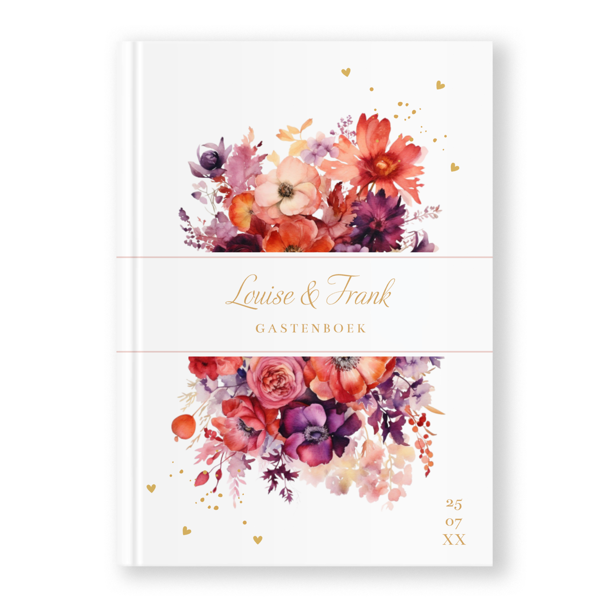 Gastenboek bloemen passion rood paars wit rechthoekig