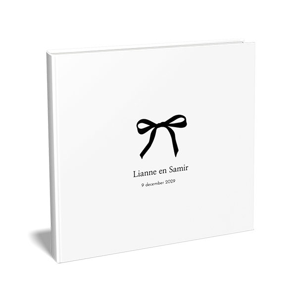 Vierkant gastenboek bruiloft met strikje