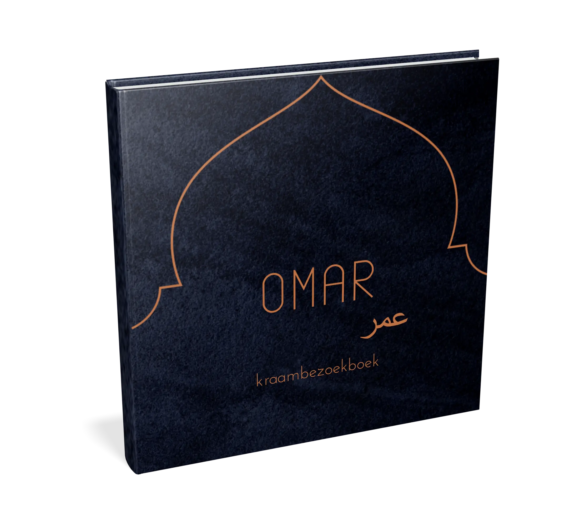 Kraambezoekboek blauwe velvet-look met koperkleur