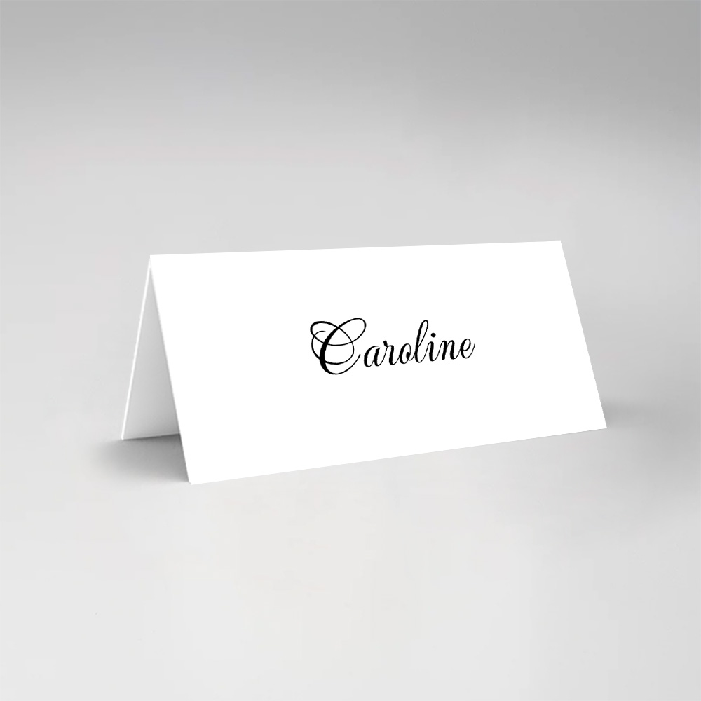 Bruiloft naamkaartjes dubbel gevouwen stijlvol zwart wit sierlijk