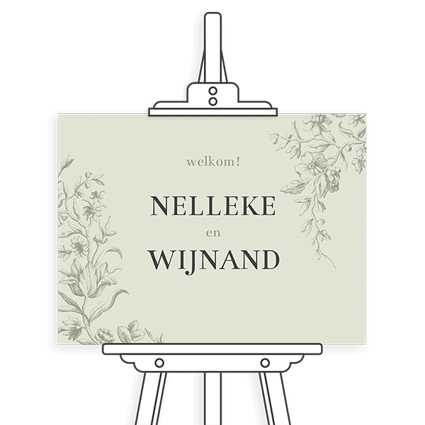 Vintage welkomstbord in groene tinten