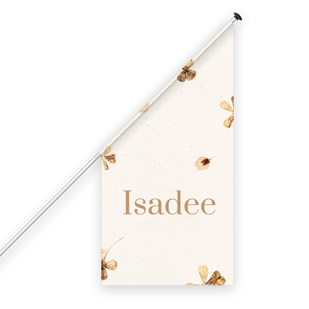 Geboortevlag met gedroogde bloemetjes