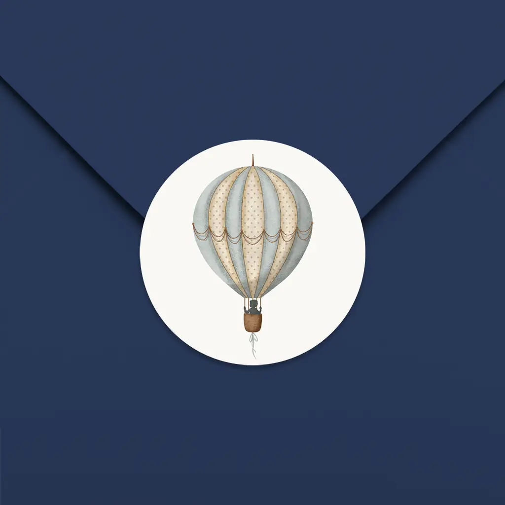 Sluitsticker luchtballon met silhouetje - per 25 stuks