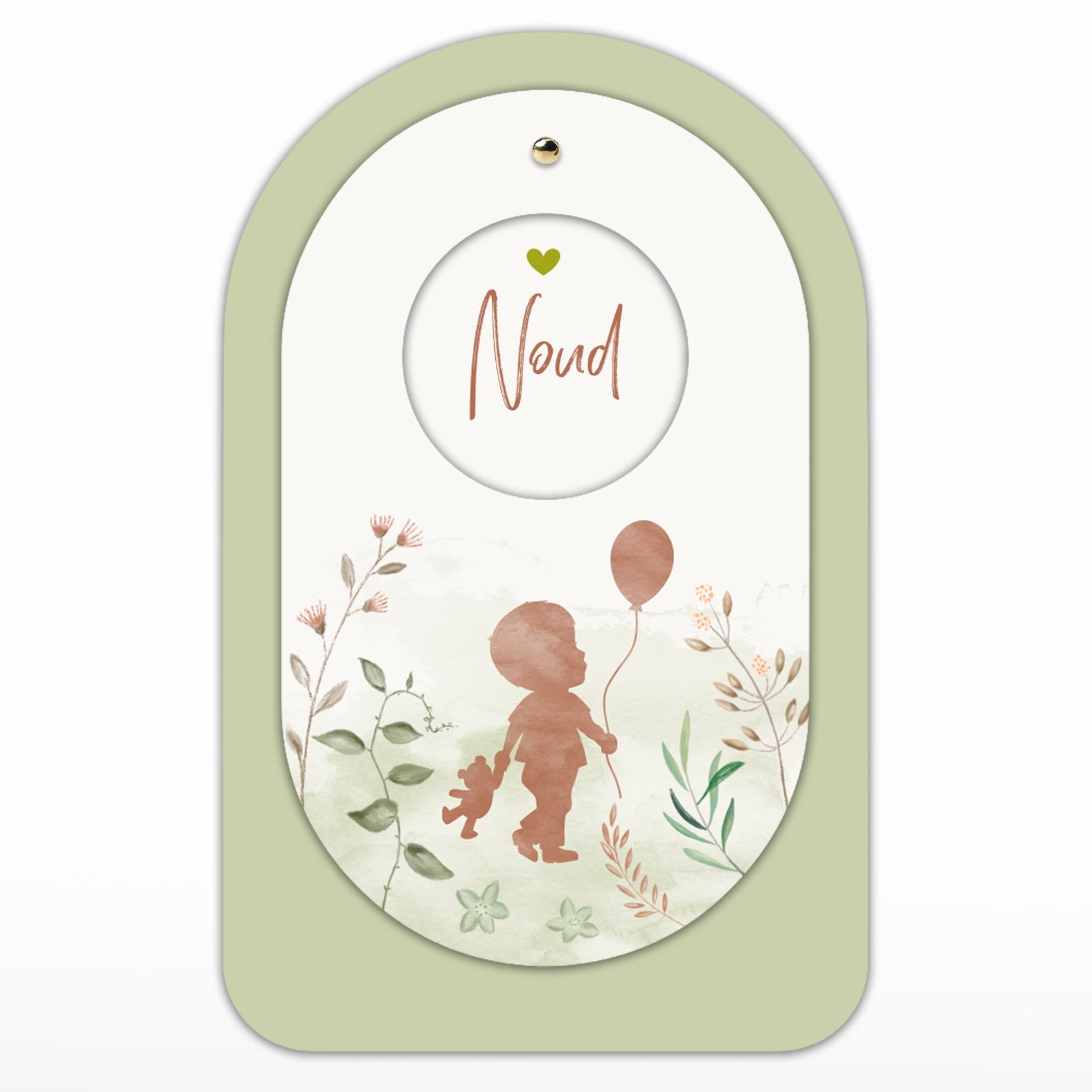 Twee-delig geboortekaartje jongen watercolour silhouet