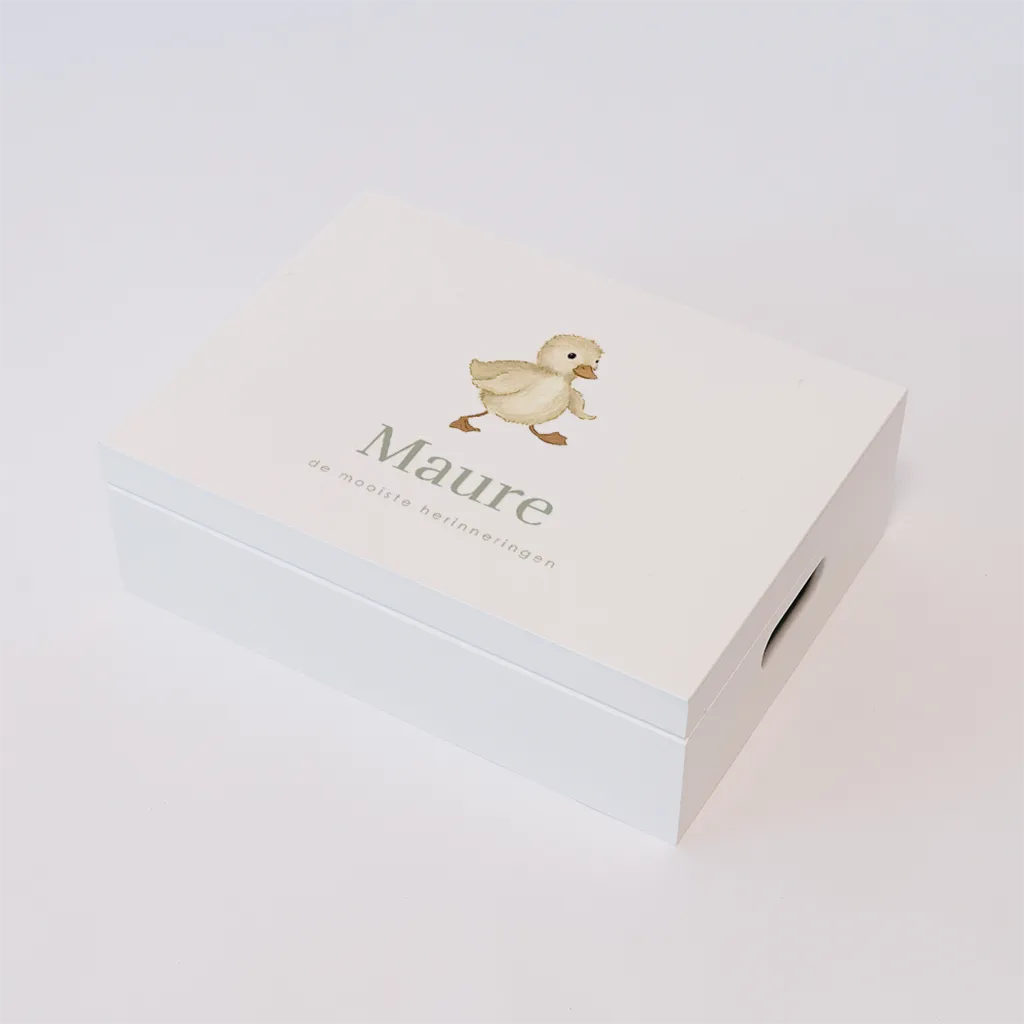 Memorybox wit met schattig eendje