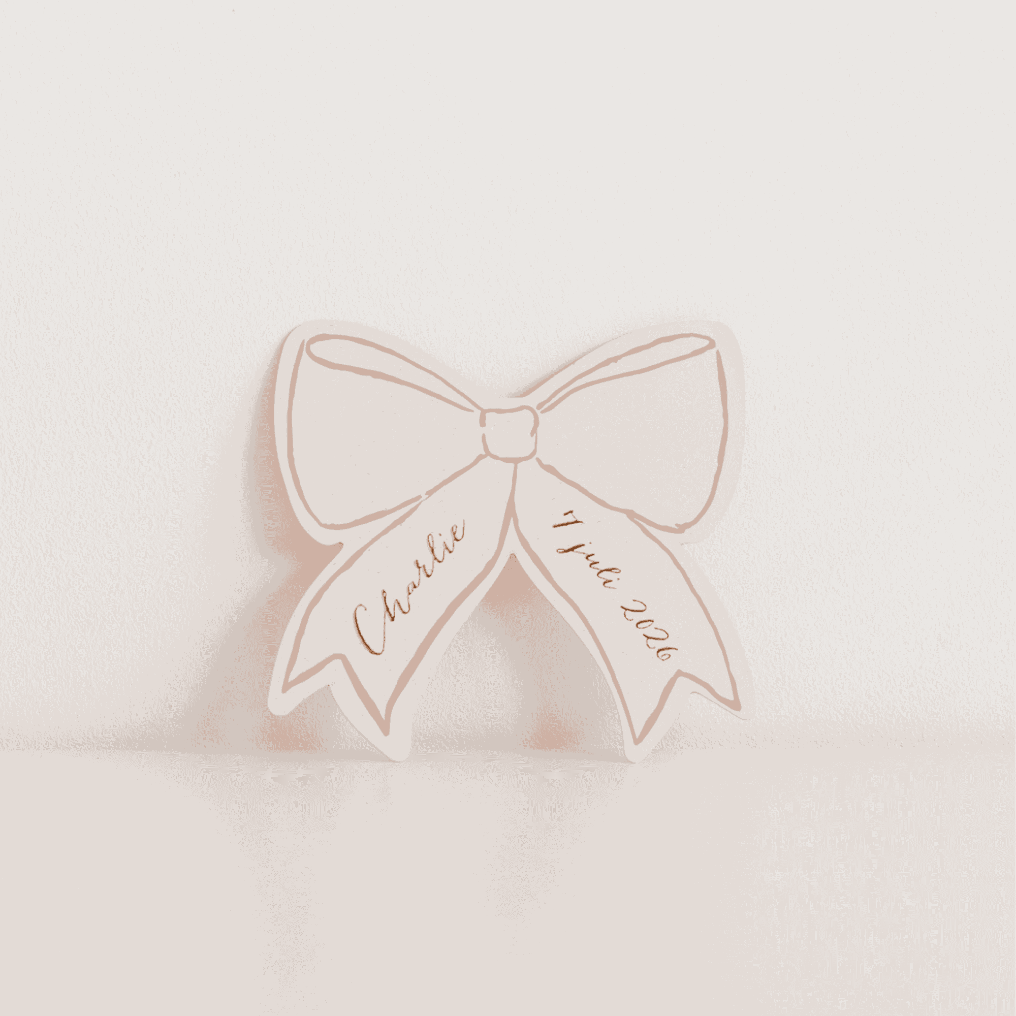 MEISJES GEBOORTEKAARTJE STRIKJE FOLIEDRUK