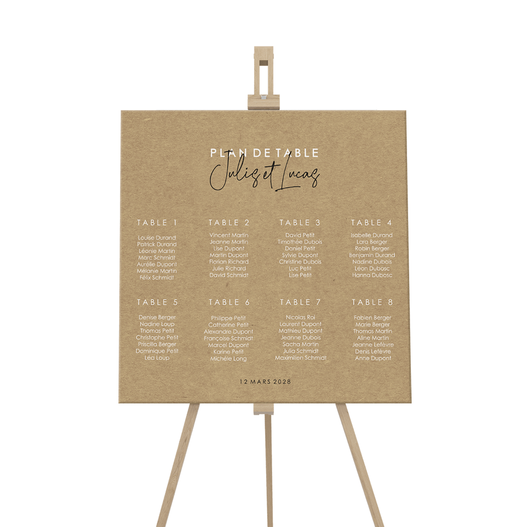 Plan de salle en aspect papier kraft