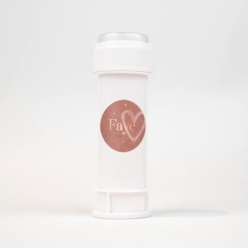 Naamsticker roxe velvet-look met roségoudfolie en hartjes - per vel