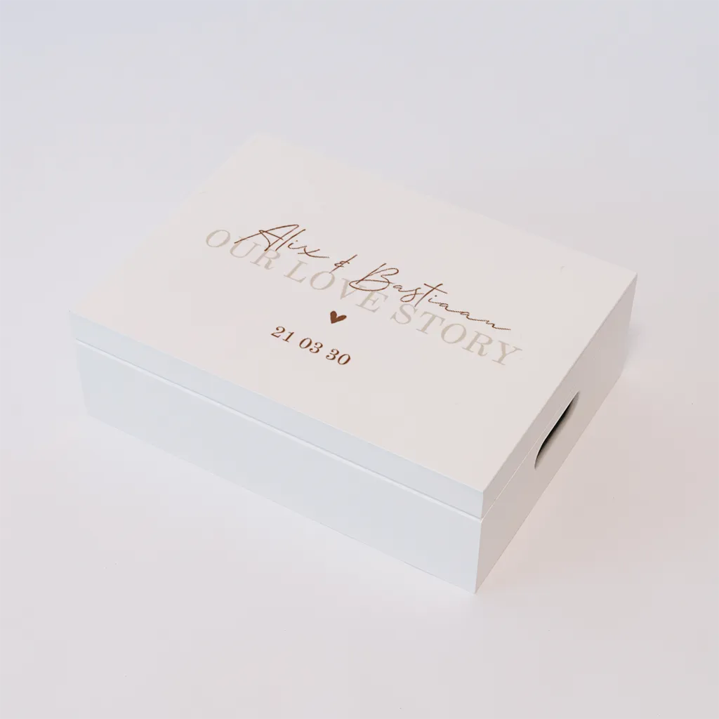 Memorybox huwelijk met opdruk in aardetinten
