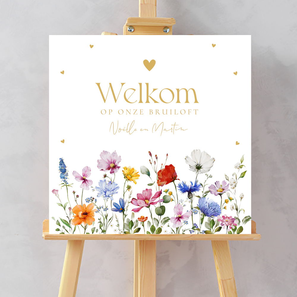 Bruiloftsbord zomerse bloemen 70x70 cm