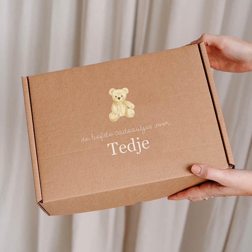 Cadeaudoos kraamcadeau met teddybeer