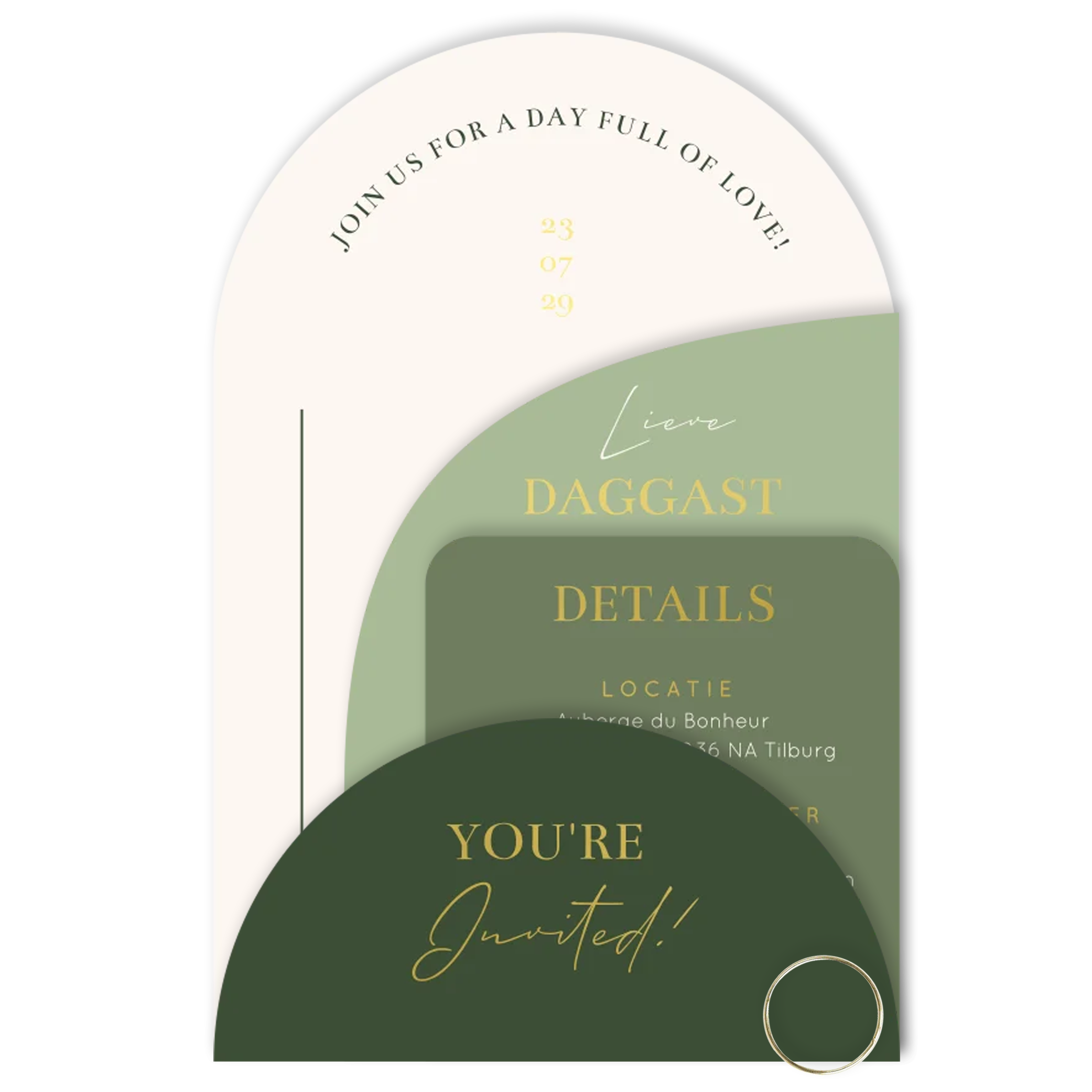 Label trouwkaart meerdere kaartjes groen | 11.4 × 17.1 cm