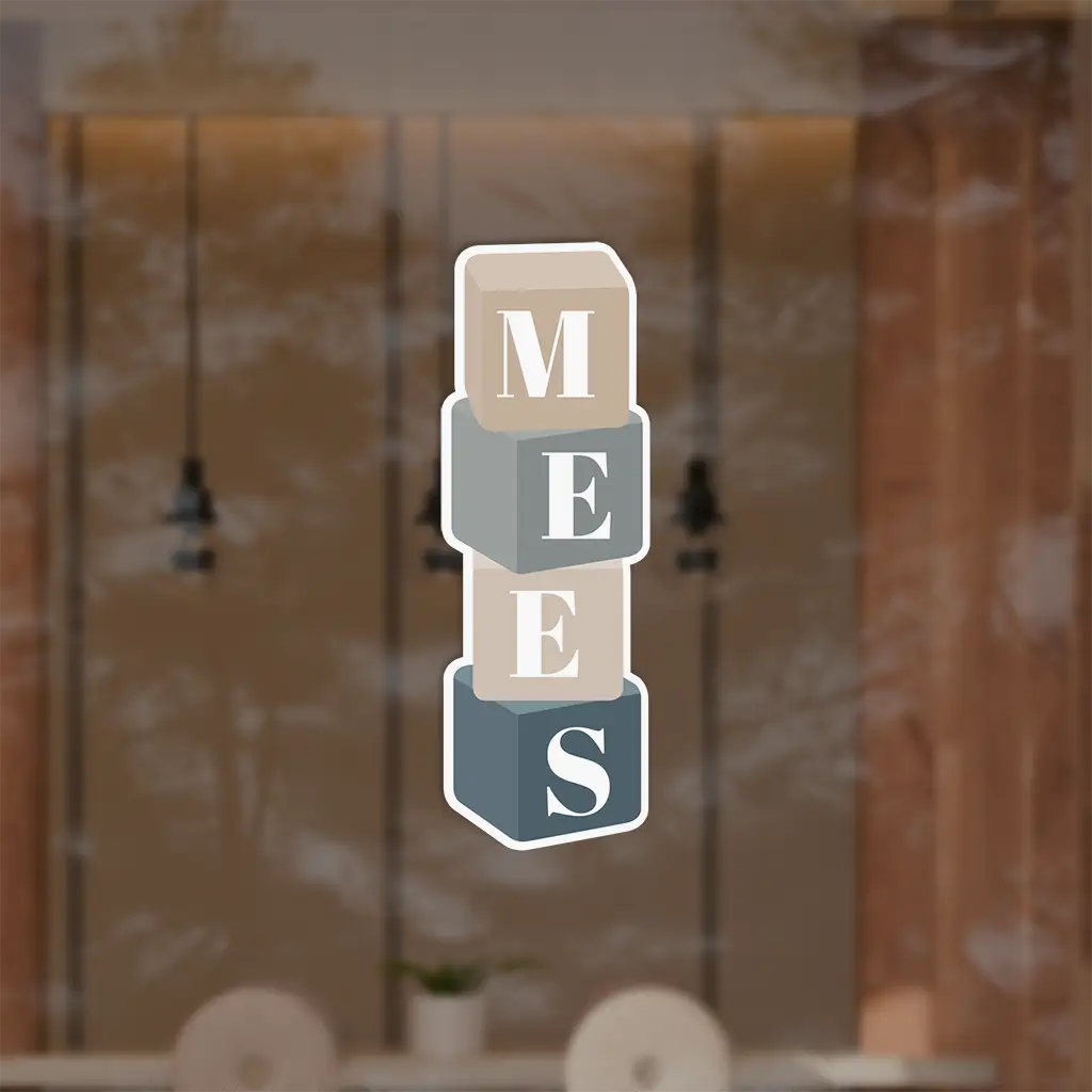 Raamsticker met blokkentoren