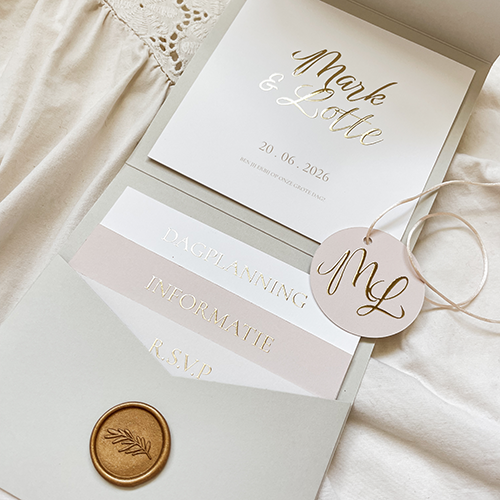 Pocketfold set met lichtroze en goudfolie