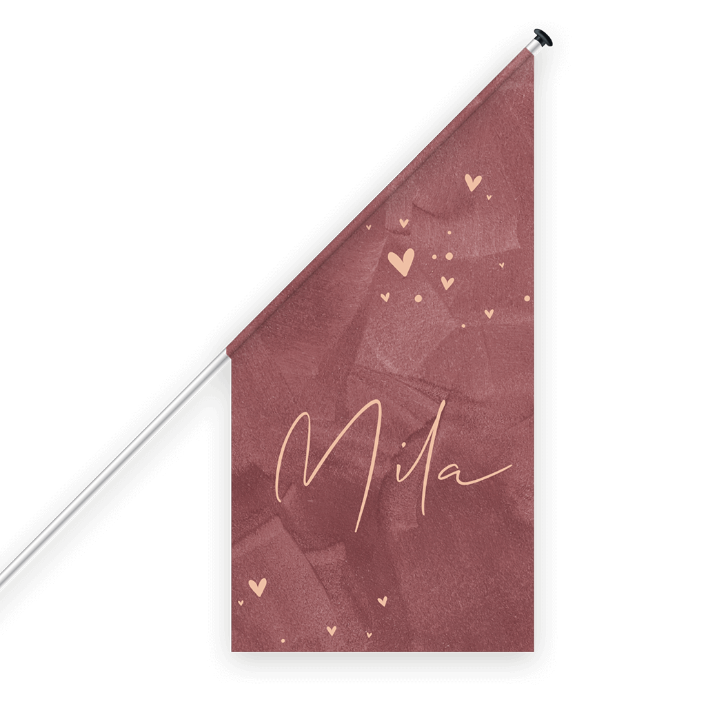 Geburtsflagge im Velvetlook mit Herzchen