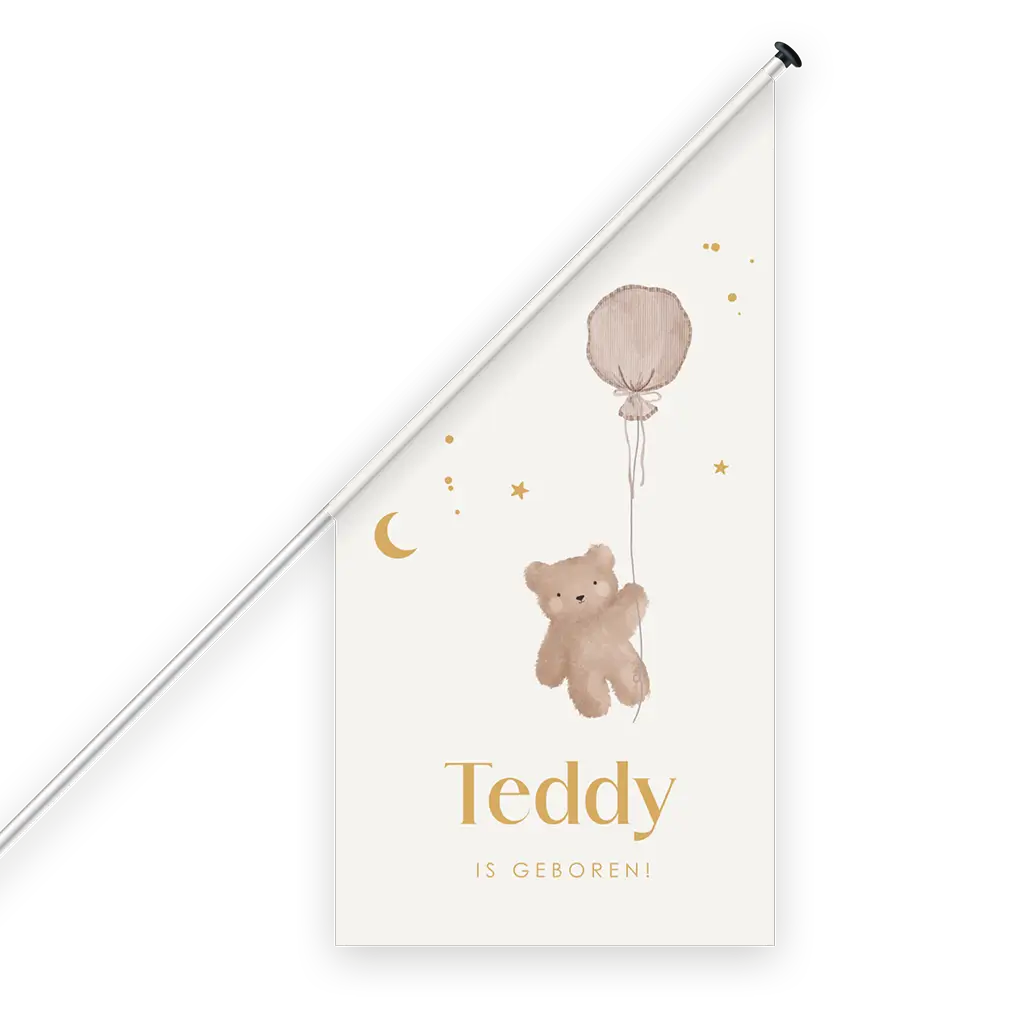 Geboortevlag met een schattig beertje tussen de sterren