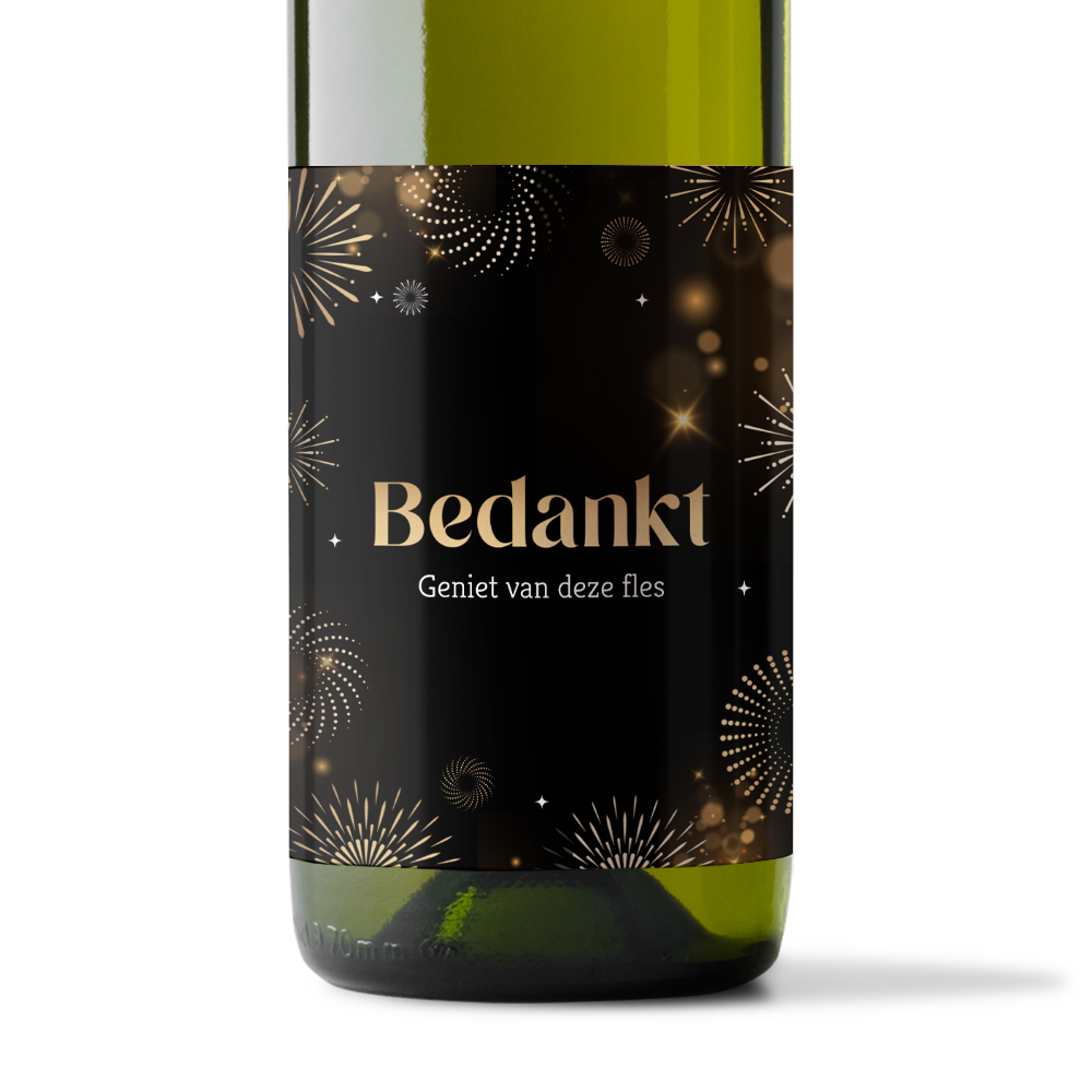 Zakelijk bedankt flessenetiket met vuurwerk - 5 stuks