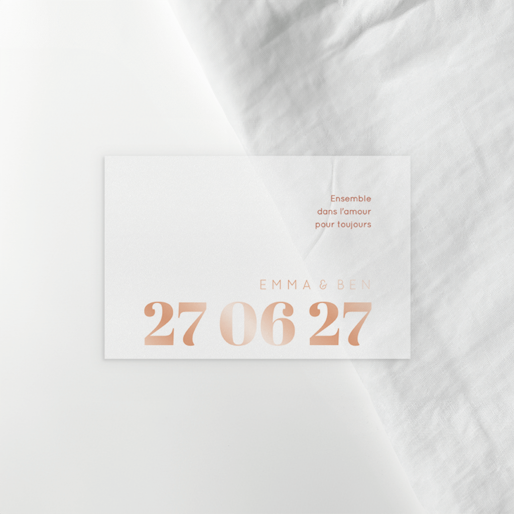 Couverture calque avec date en dorure rosée