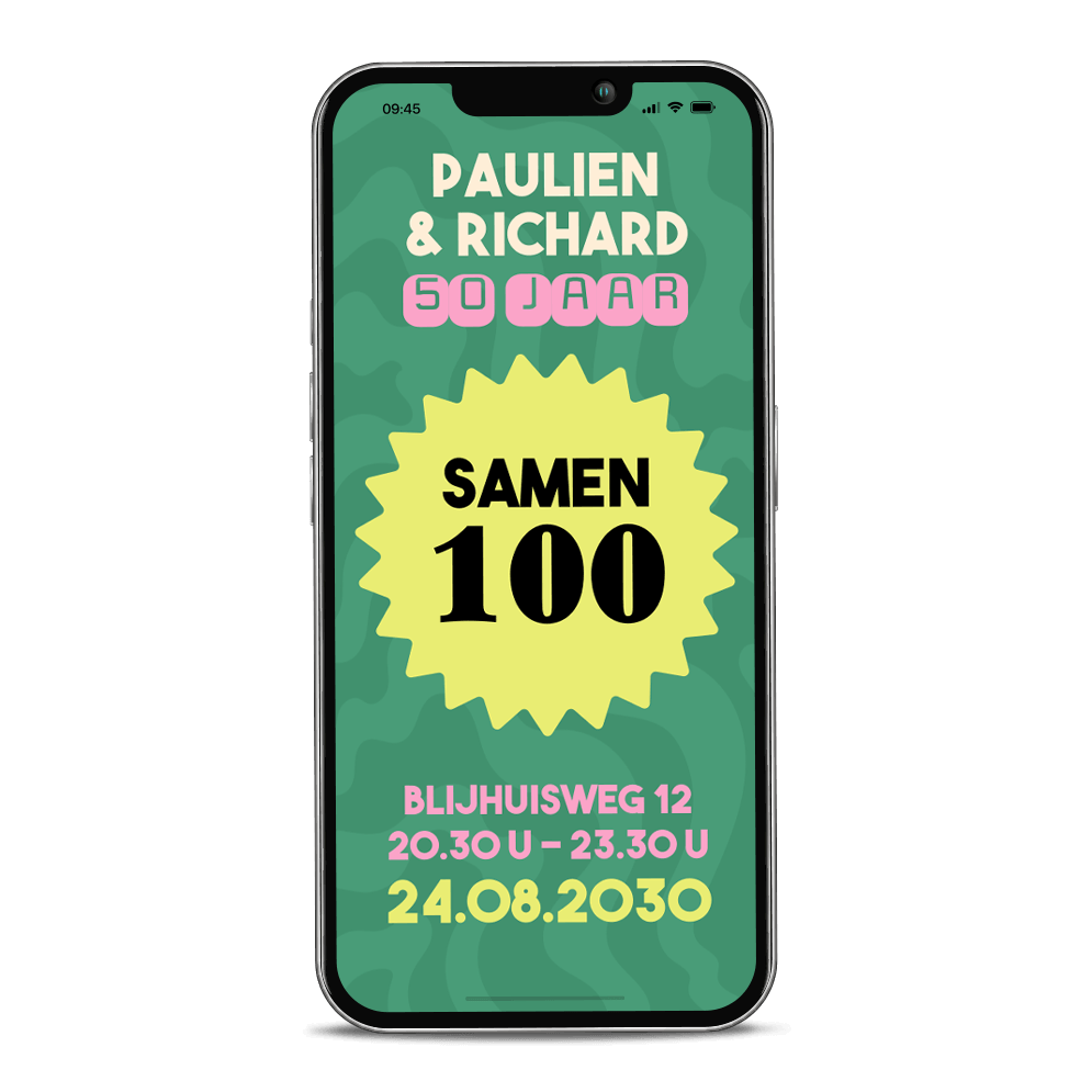 Kleurrijke online uitnodiging samen 100 jaar