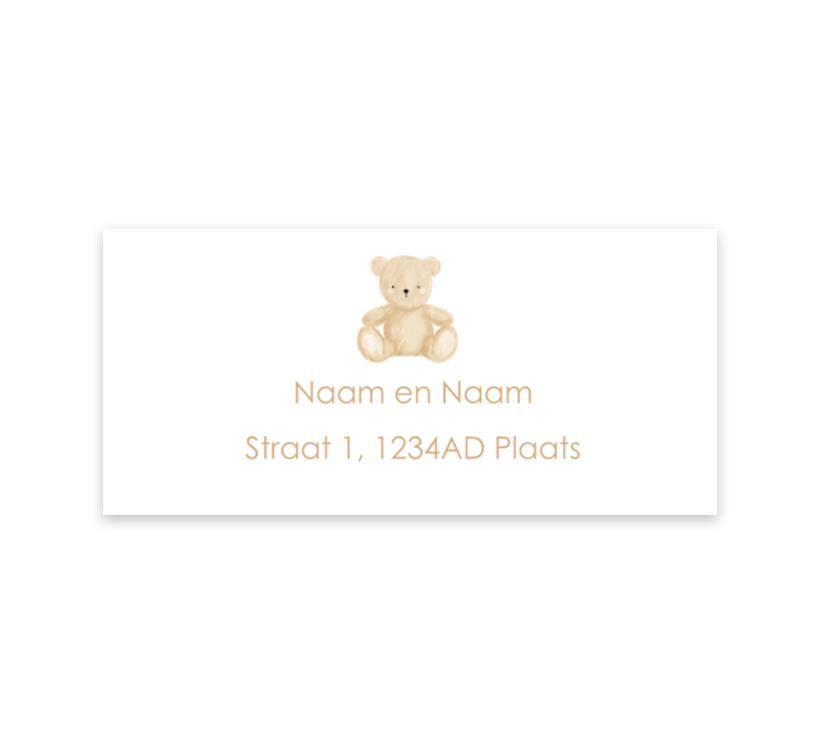 Adressticker wit met teddybeertje