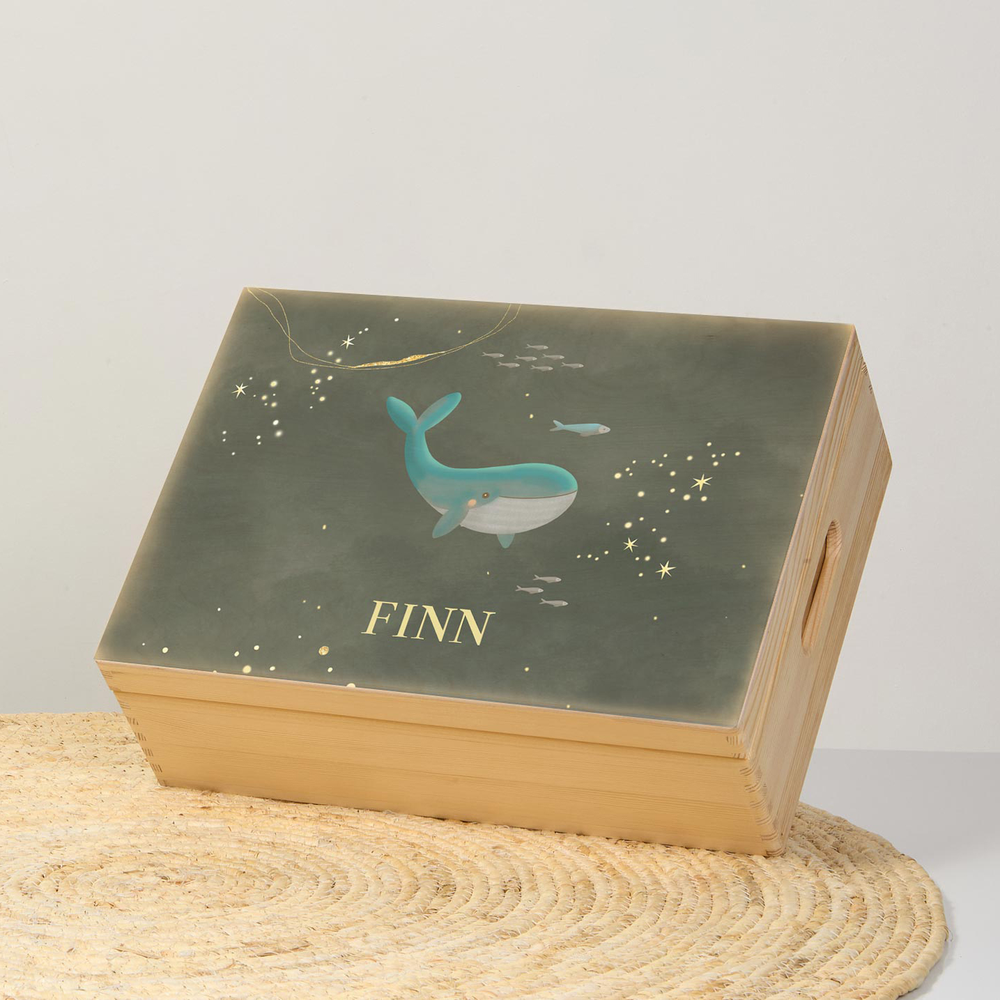 Memorybox winterliefde voor een jongetje met een walvis en sterren
