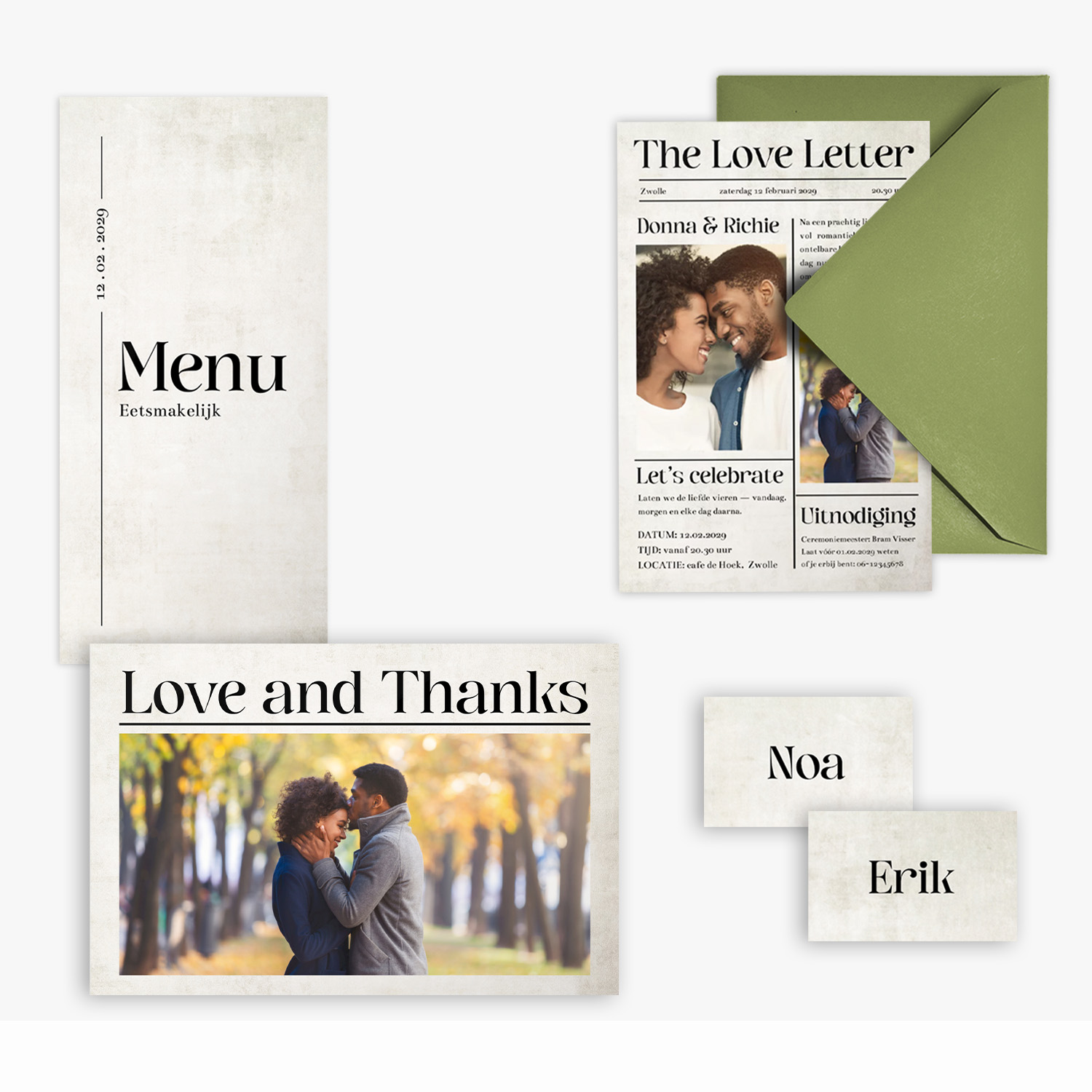 doorlink trouwkaarten set the love letter