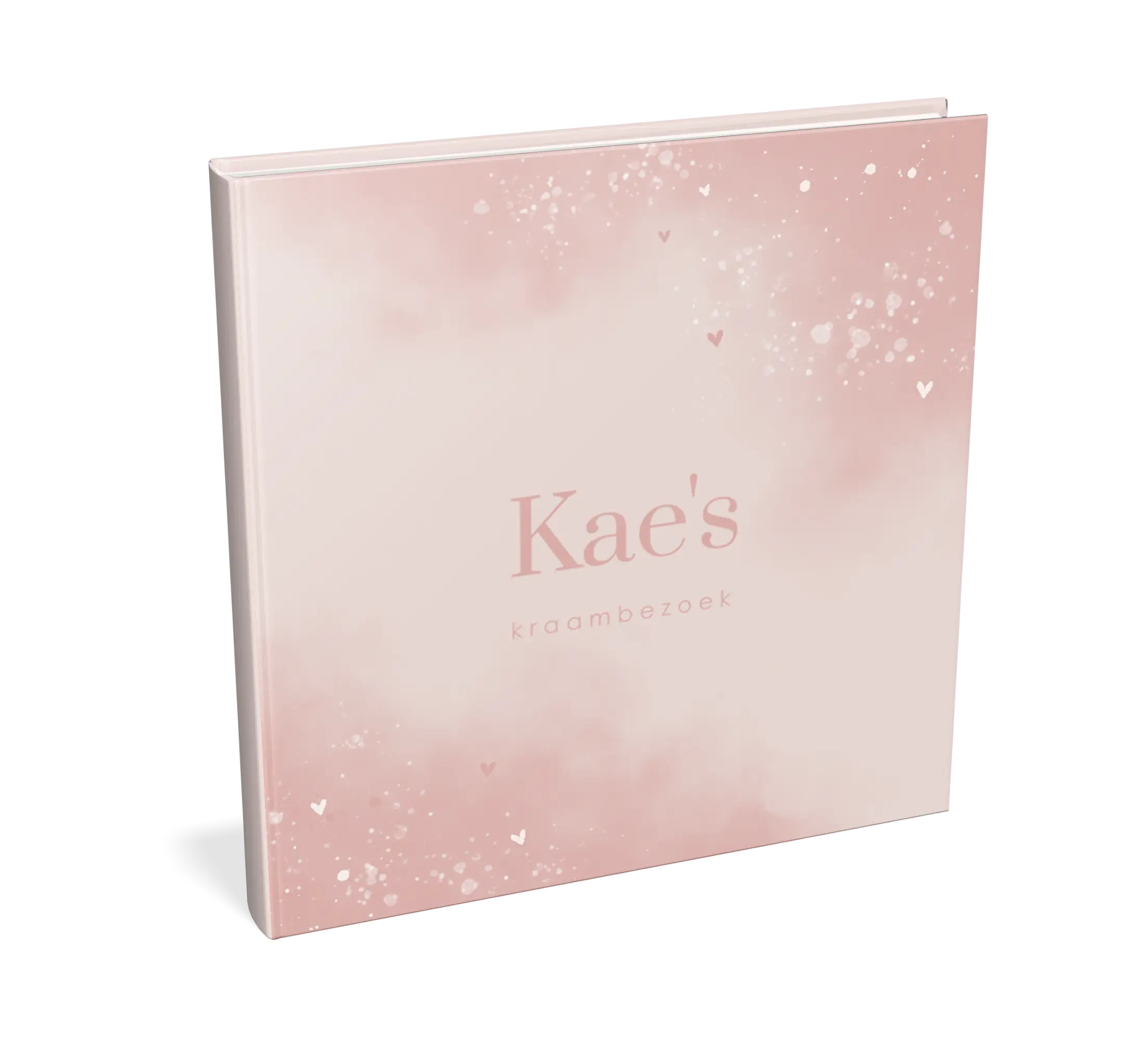 Kraambezoekboek met roze watercolour en hartjes