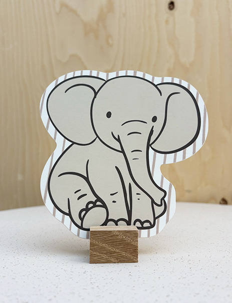 Geboortekaartje olifant vorm strepen naturel