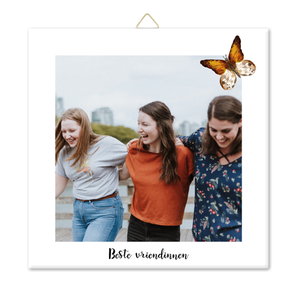 Keramiek tegeltje met foto 'beste vriendinnen'