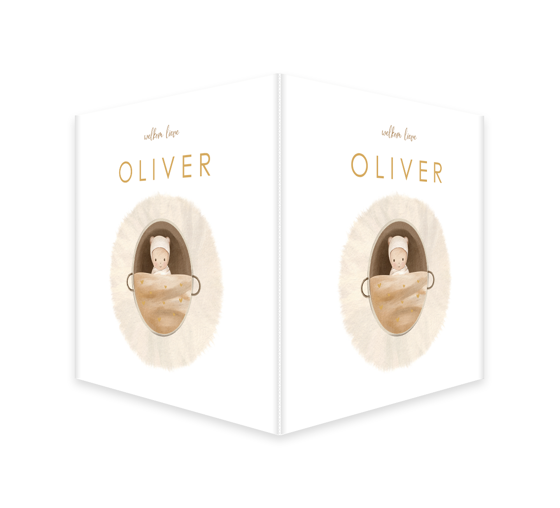 Raambord vierkant met illustratie van mandje en baby