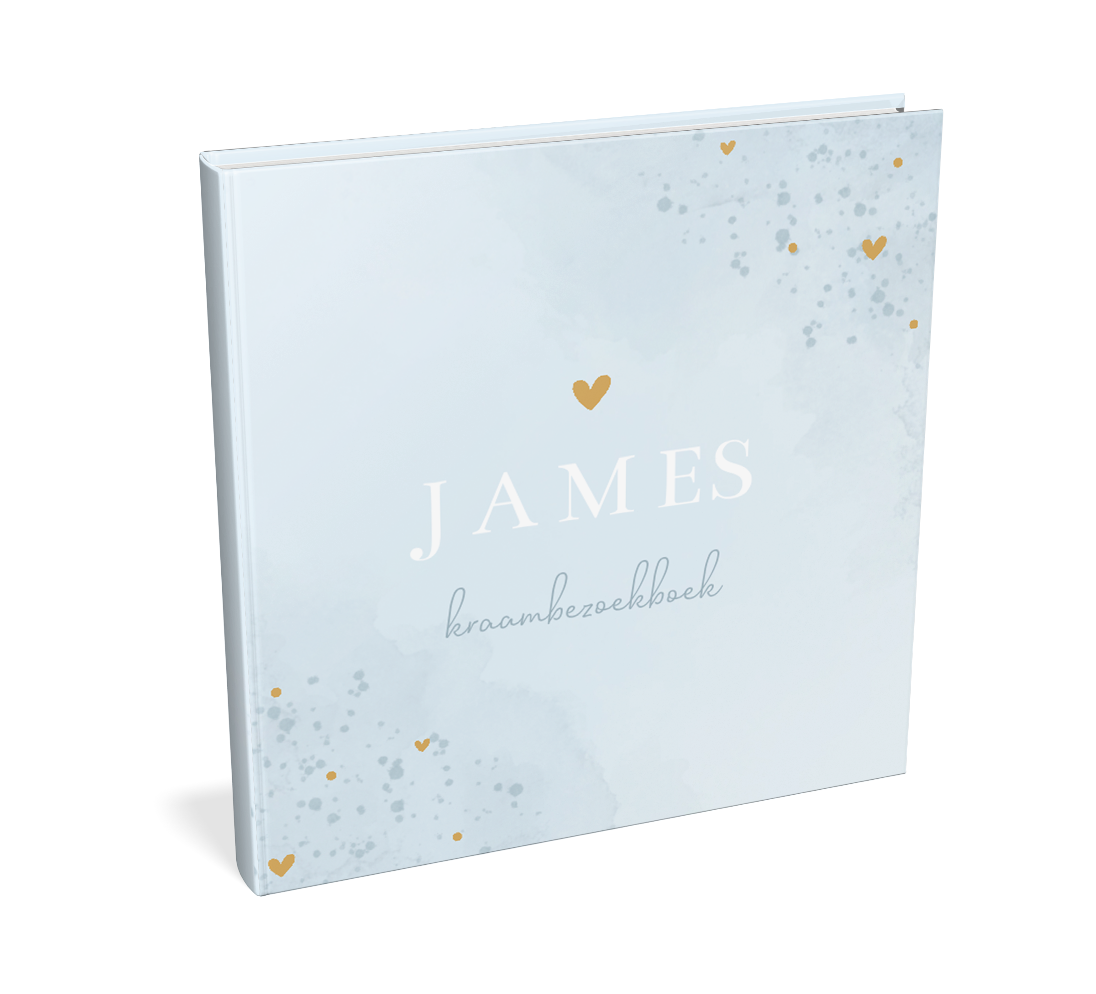 Kraambezoekboek met lichtblauwe watercolour en spetters