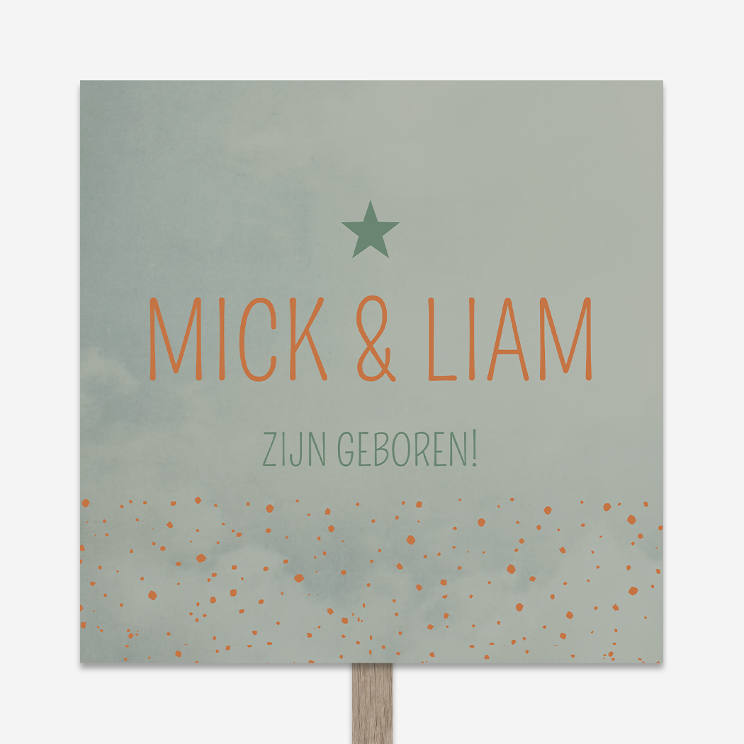 Tuinbord Geboorte Tweeling Groen Stippen