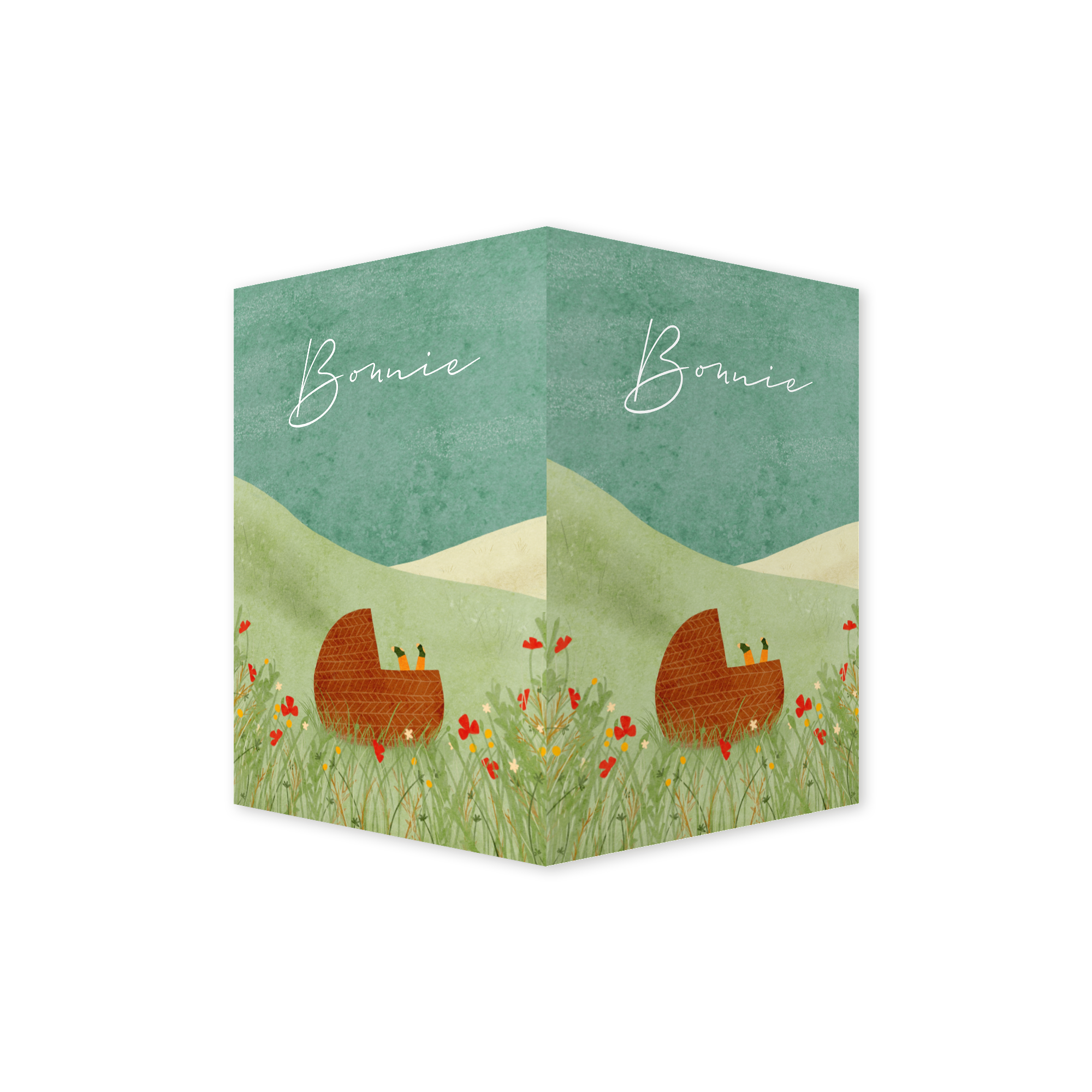 Raambord landschap veldbloemen zee wiegje