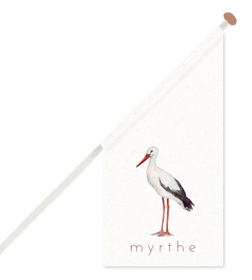 Geboortevlag ooievaar staand