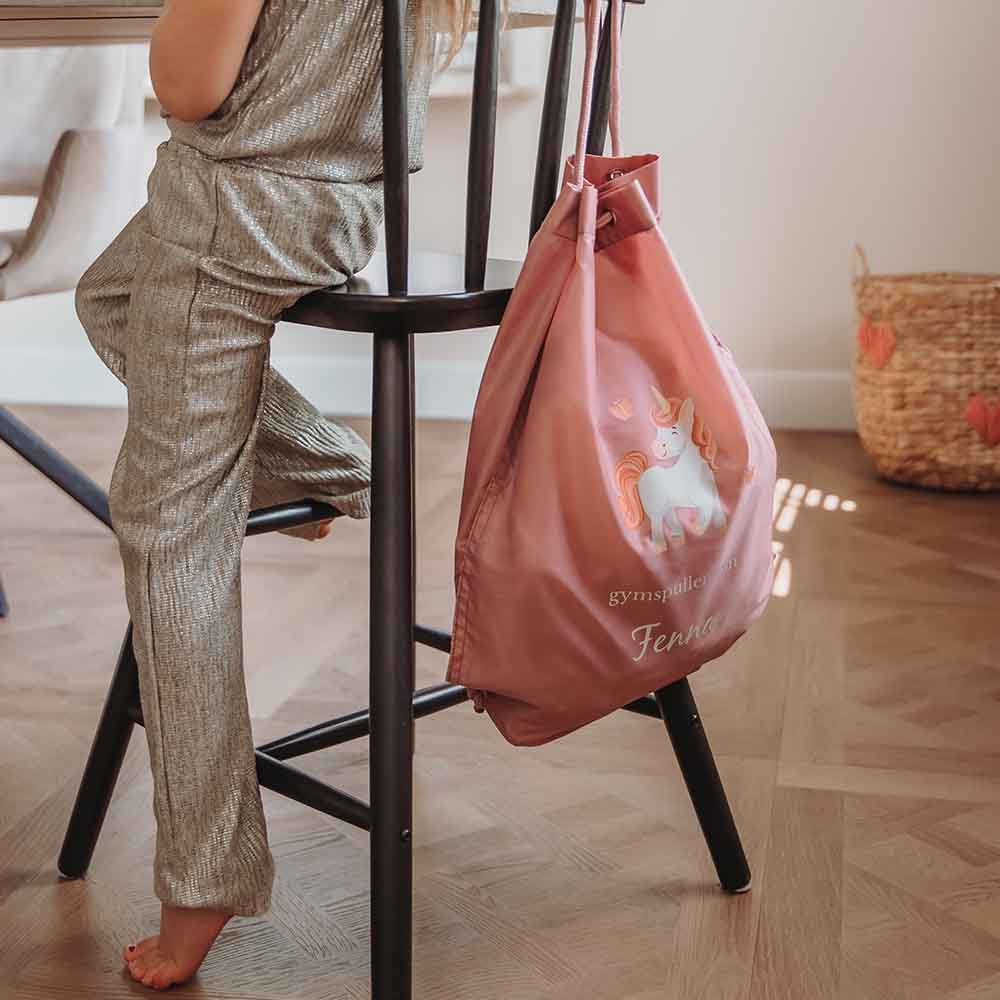 Gymtas met eenhoorn, vlinders en naam